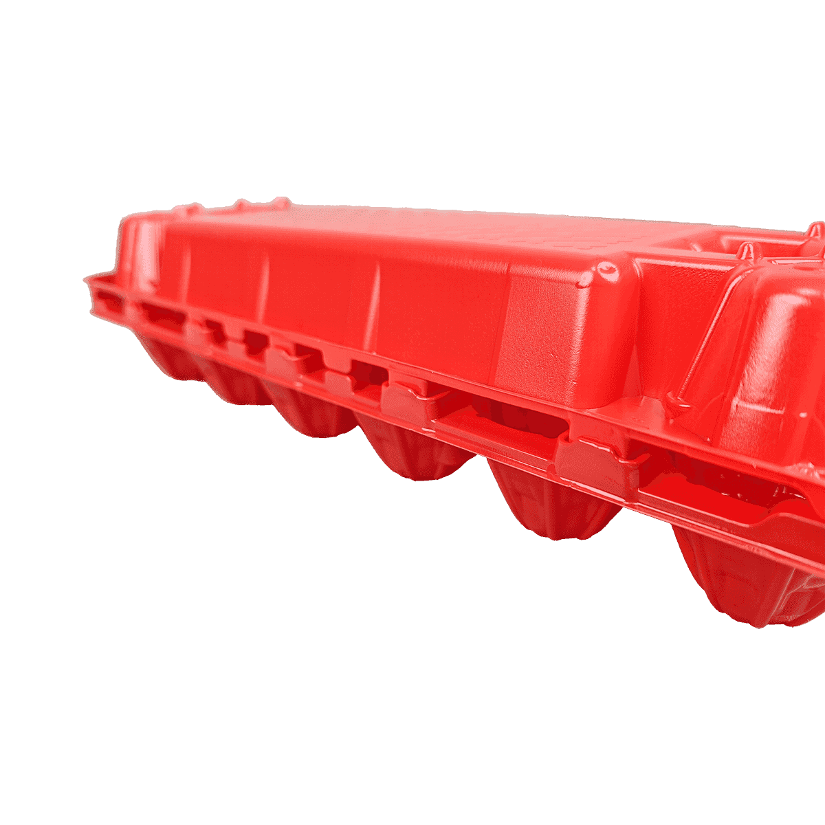 可重复使用的坚固设计哑光红PET 12鸡蛋盒，适用于家庭农场市场冰箱