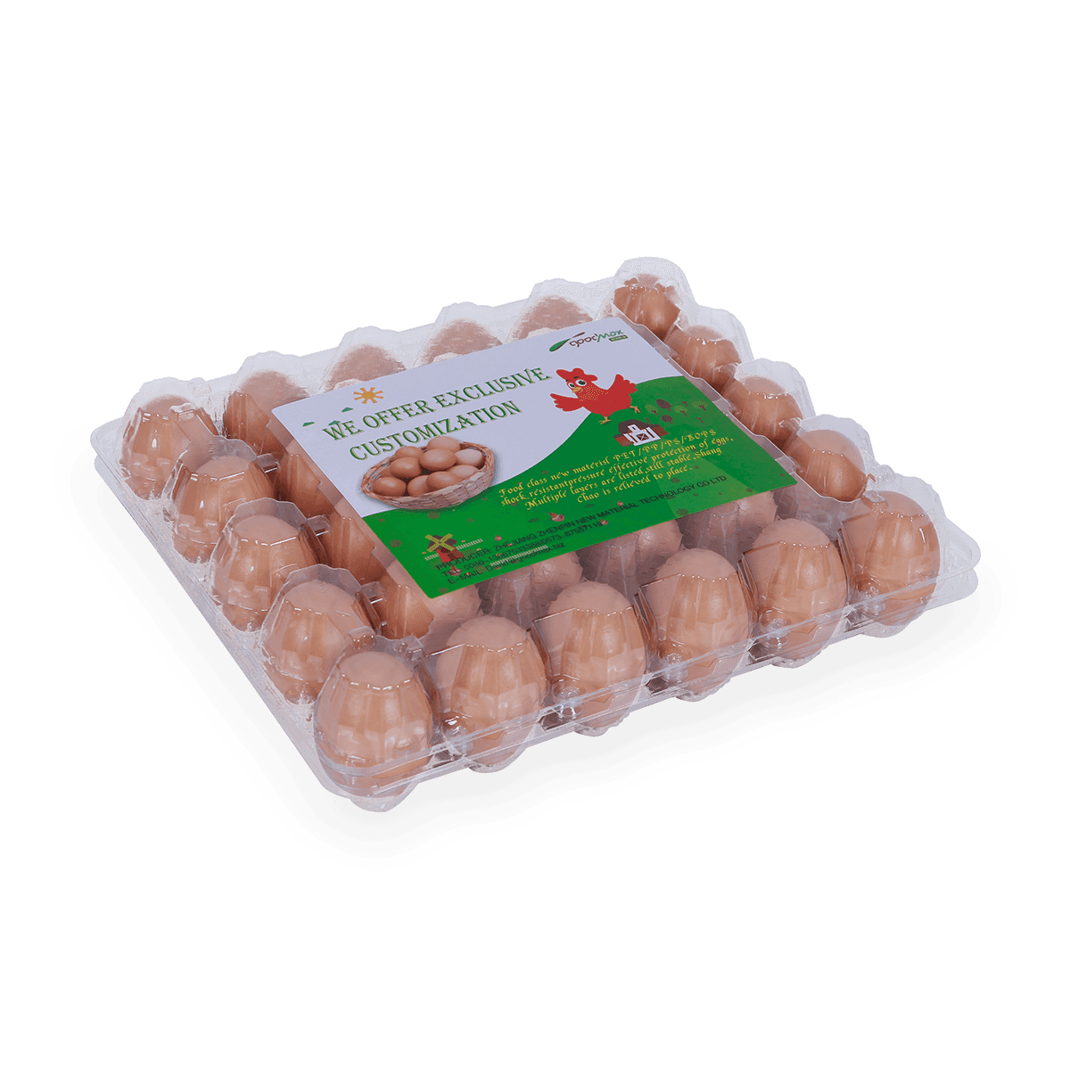 100%可回收的6 12 18 20 24 25个槽的带标签的塑料蛋托