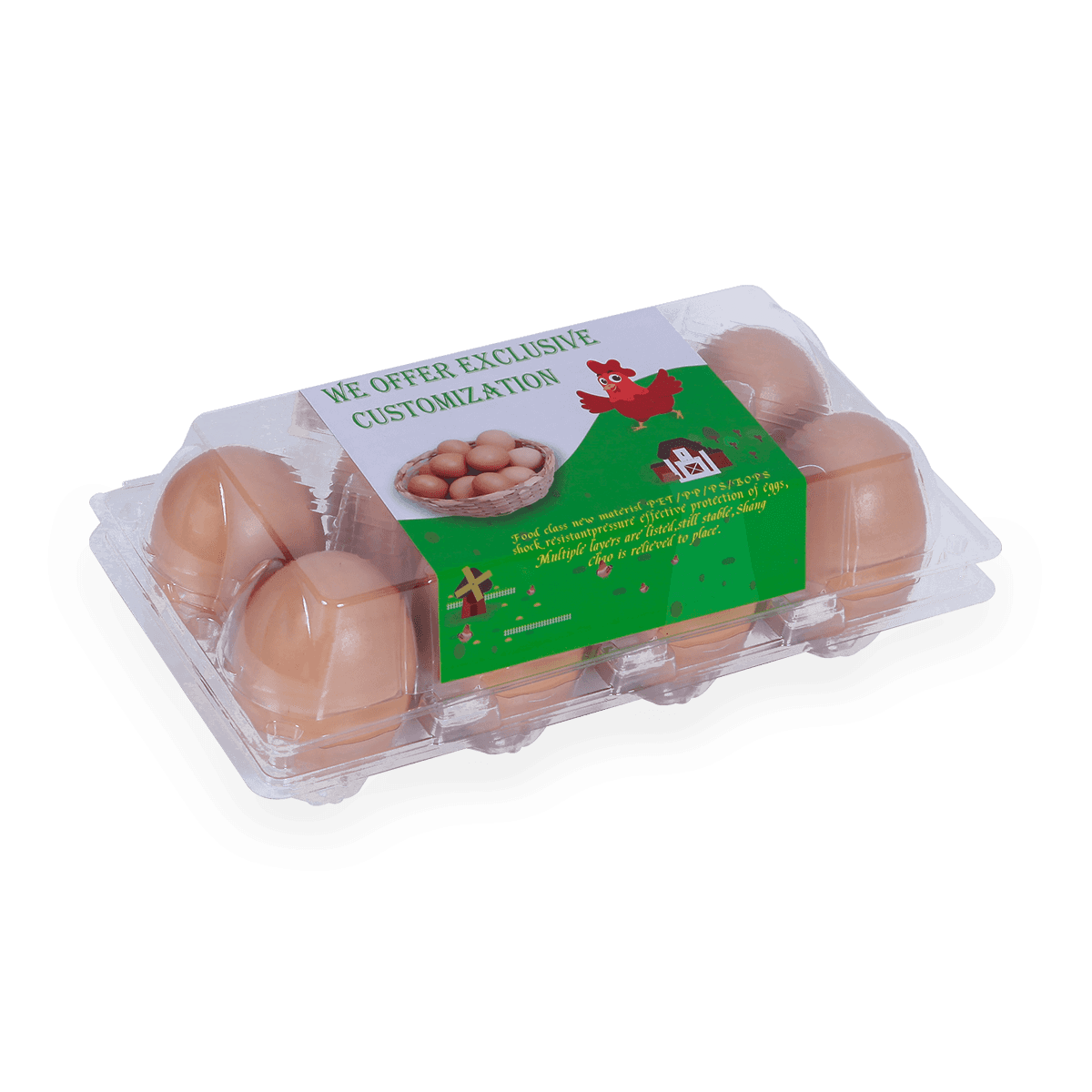 100%可回收的6 12 18 20 24 25个槽的带标签的塑料蛋托