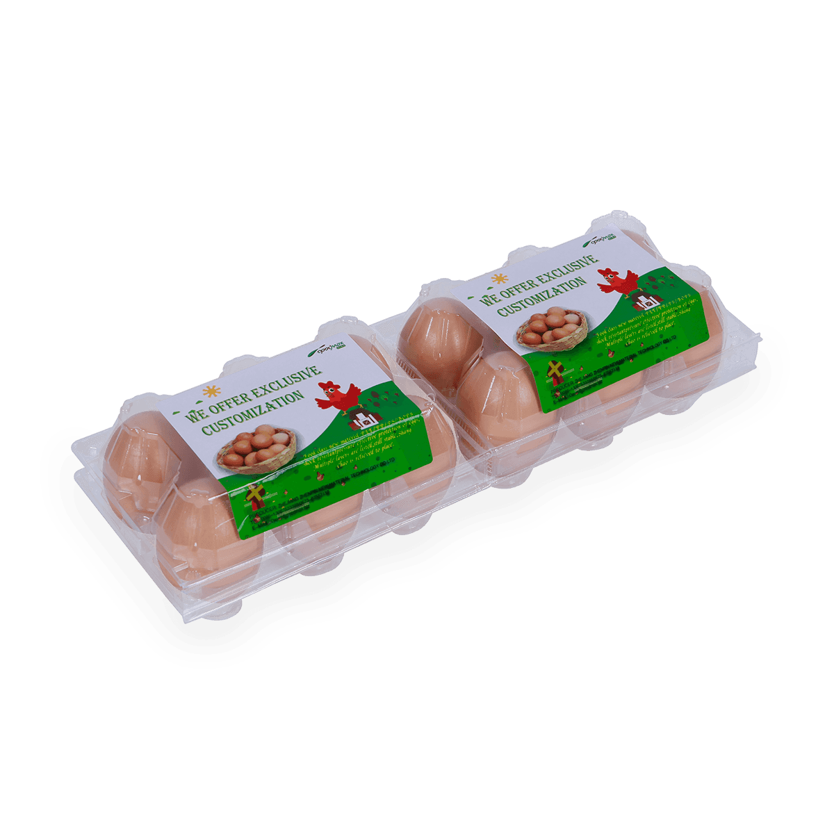 100%可回收的6 12 18 20 24 25个槽的带标签的塑料蛋托