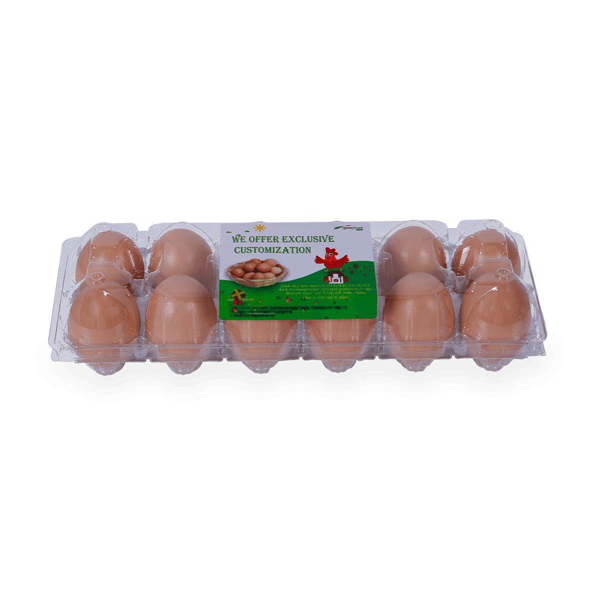 100%可回收的6 12 18 20 24 25个槽的带标签的塑料蛋托