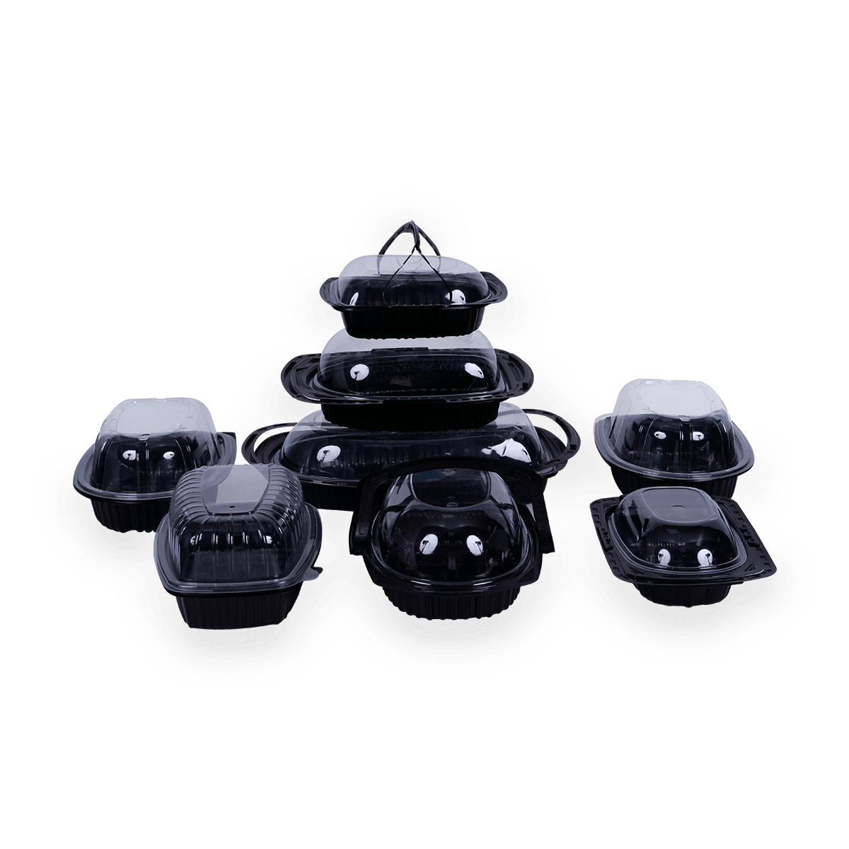 黑色塑料PP烤鸡外卖包装容器