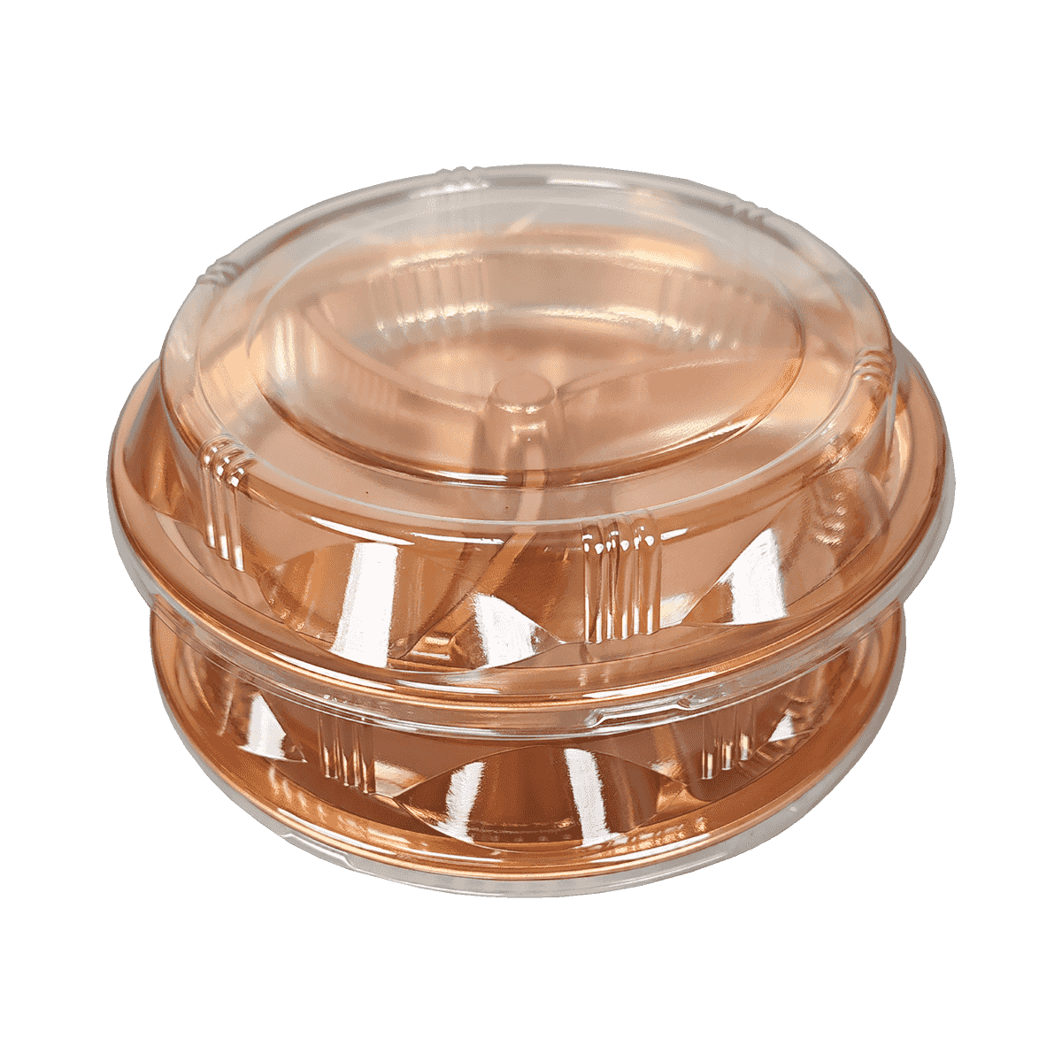 ZK-PET-042 可微波重复使用的带盖金色PET食品包装容器