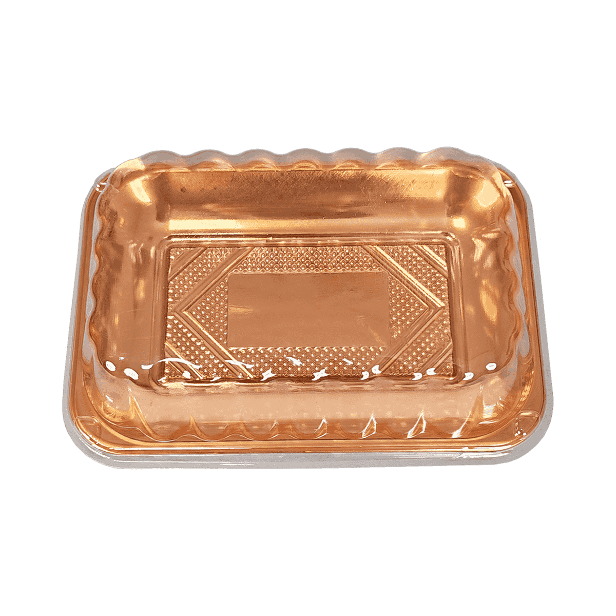 ZK-PET-043 用于食品制备的一次性金色PET食品包装容器