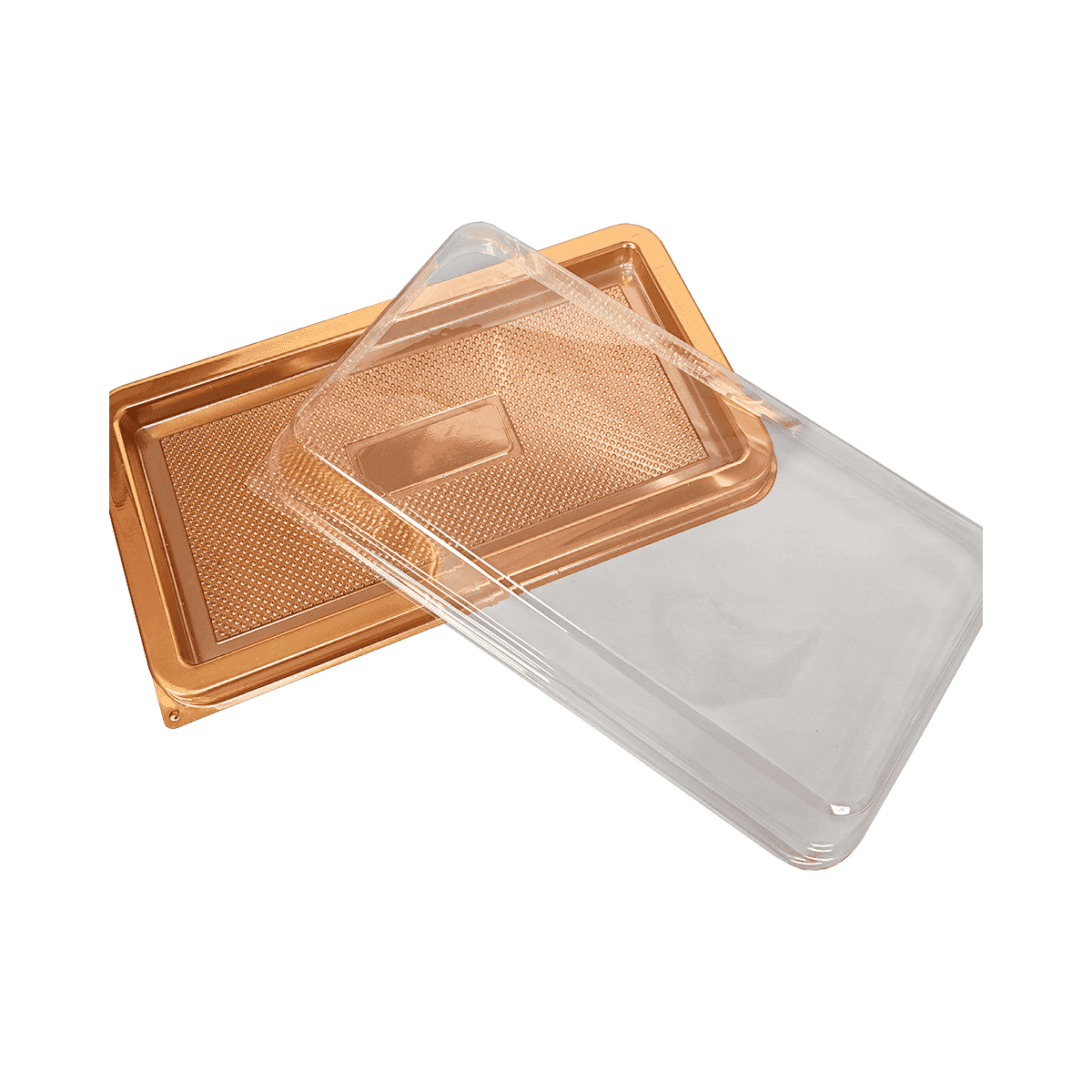 ZK-PET-044 一次性金色PET食品包装容器适用于外卖甜点、水果和面包